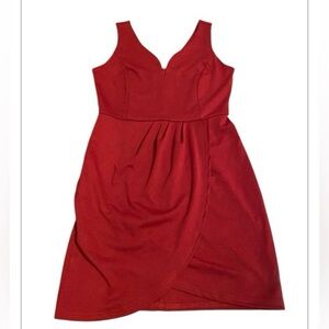 Oxiuly cotton blend  Red Sleeveless V-neck  mini Dress XL